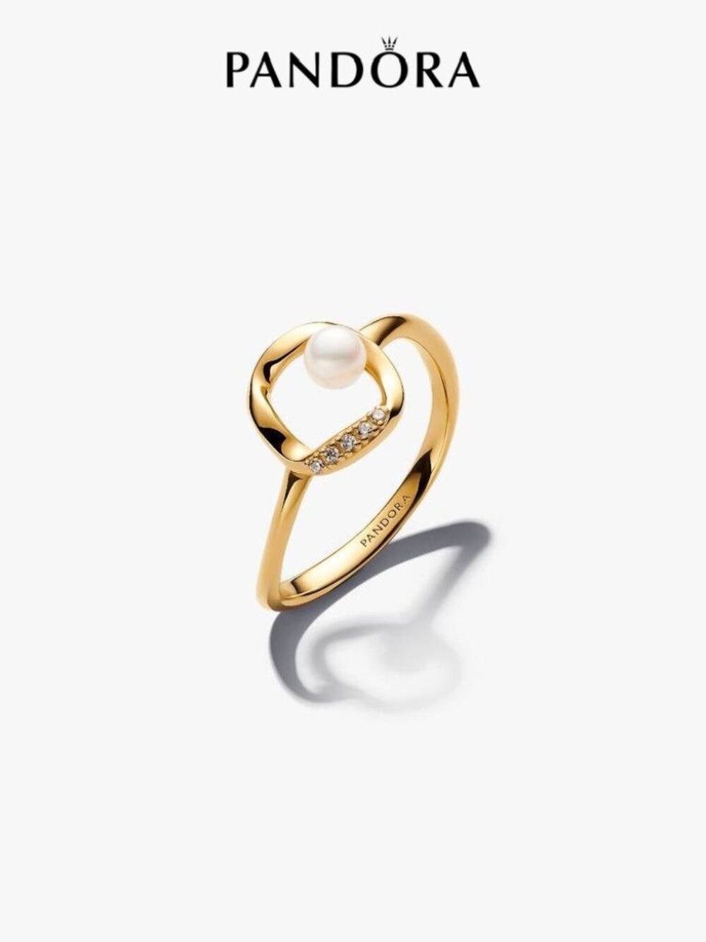 Pandora Shaped Pavé Circle Ring